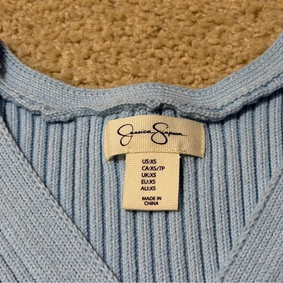 Jessica Simpson Light Blue Ribbed Knit Button Vest Sleeveless Top NWOT Size XS - Picture 6 of 8